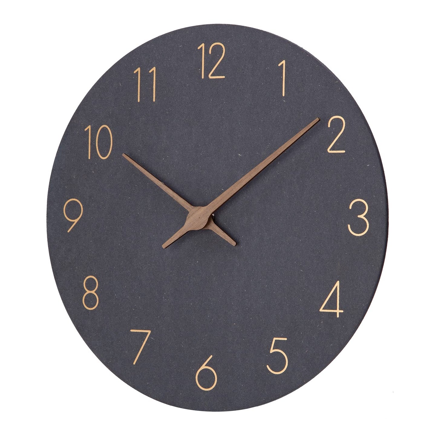 Wooden quartz wall clock (30cm) without ticking noise for living room, kitchen: battery operated