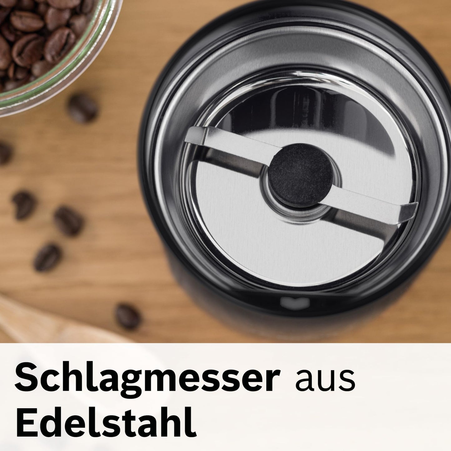 Bosch Elektrische Kaffeemühle (TSM6A013B): Edelstahl-Schlagmesser, 180W, 75g Bohnenbehälter