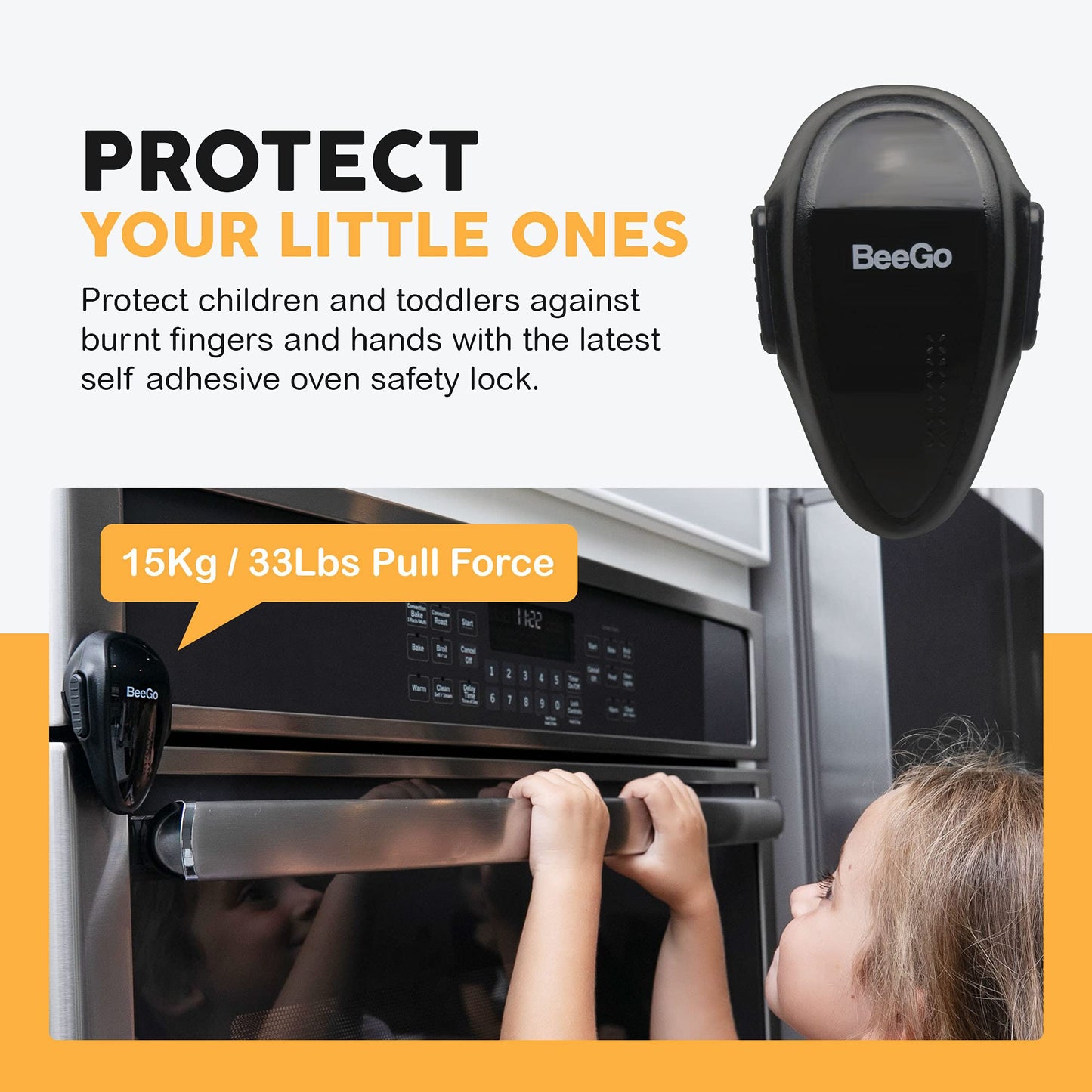BeeGo® Oven Child Safety Lock for Babies &amp; Toddlers: Easy Installation (Black)