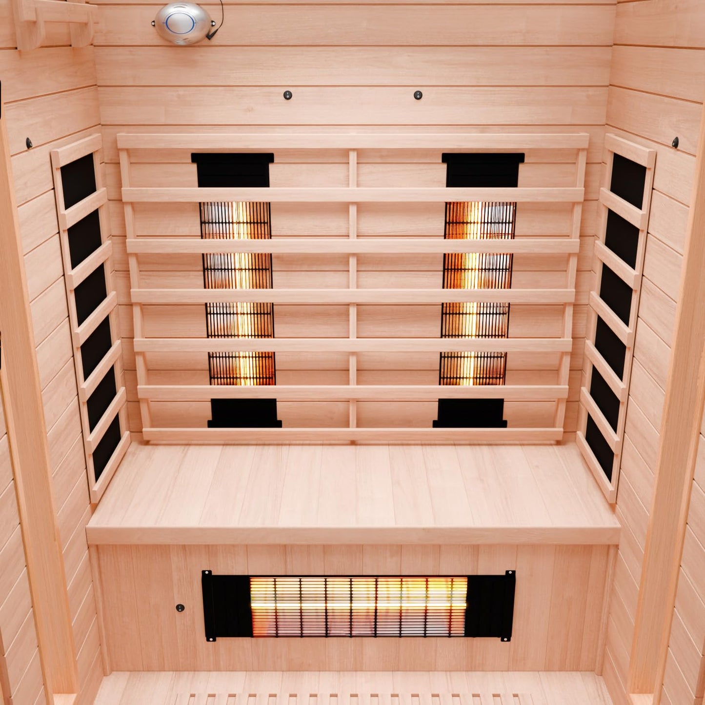 Dewello® infrared sauna 'Pierson' (135x105cm) for 1-2 people made of hemlock wood, LED, Bluetooth