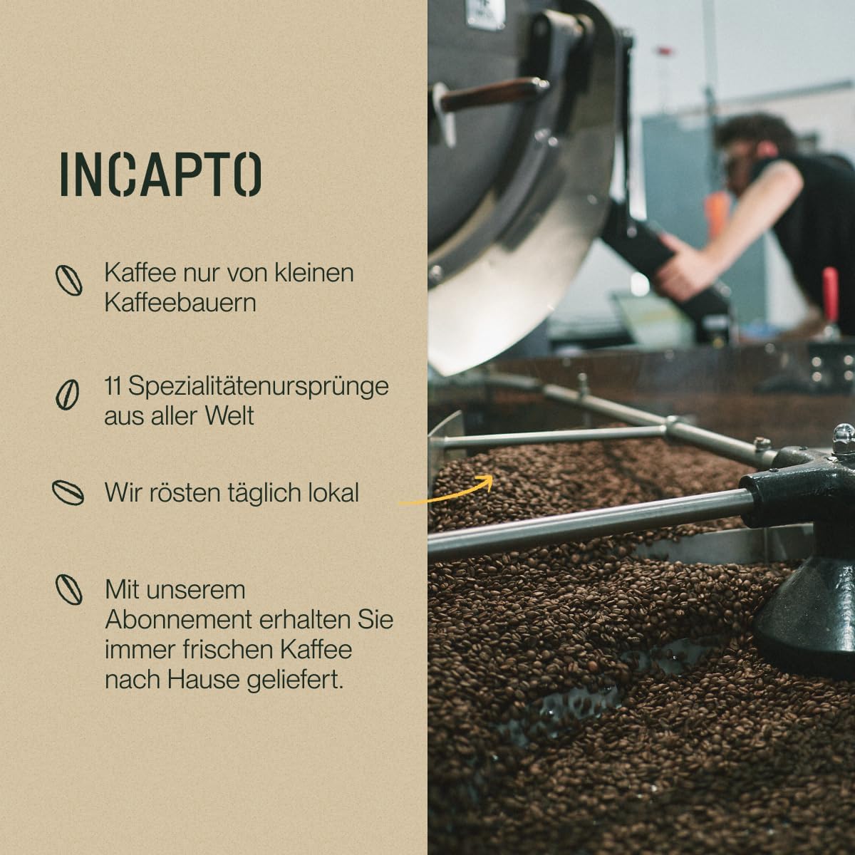Incapto Spezialitäten-Kaffeebohnen (1kg): Single-Origin Kolumbien: Espresso 100% Arabica