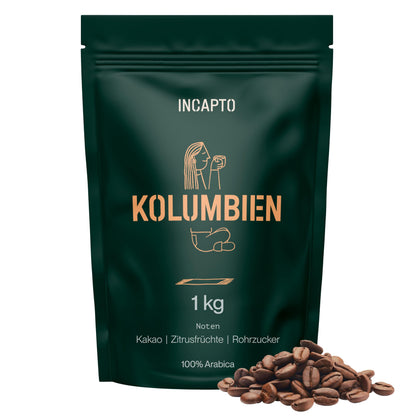 Incapto Spezialitäten-Kaffeebohnen (1kg): Single-Origin Kolumbien: Espresso 100% Arabica