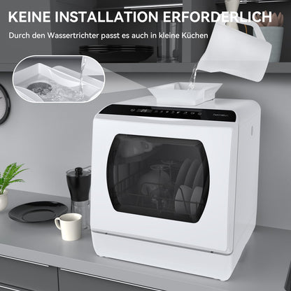 Hermitlux mini dishwasher for 4 sets of cutlery, 5 litre water tank, 6 programmes 