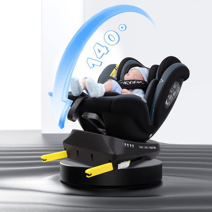 Reecle i-Size Child Seat (Black Gray) 0+/1/2/3 | ISOFIX, Safety Certified