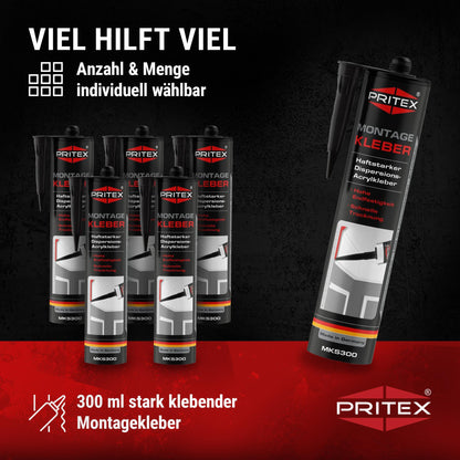 PRITEX Profi Montagekleber (10x 300ml): Haftstarker Universalkleber für Innen