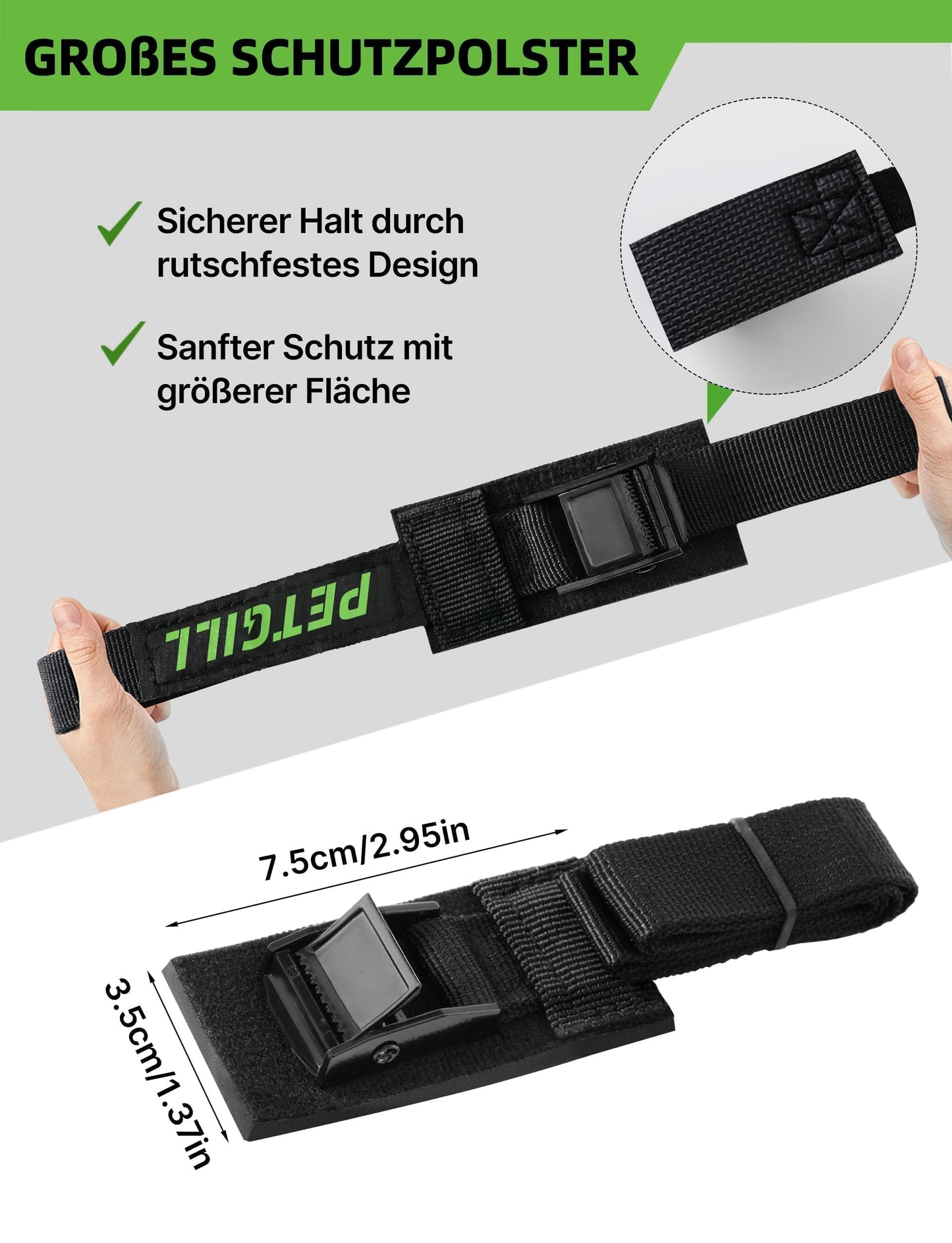 4x tensioning straps with padding for all bike racks (40cmx20mm): 200kg load capacity for roof racks