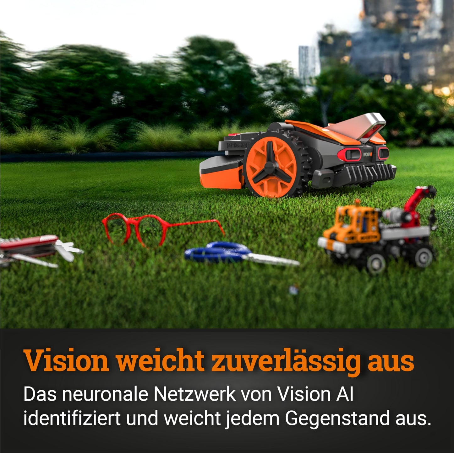 WORX Landroid Vision M600 AI robotic lawnmower (WR206E.1) for gardens up to 600m²: Wi-Fi &amp; Bluetooth, hedgehog protection
