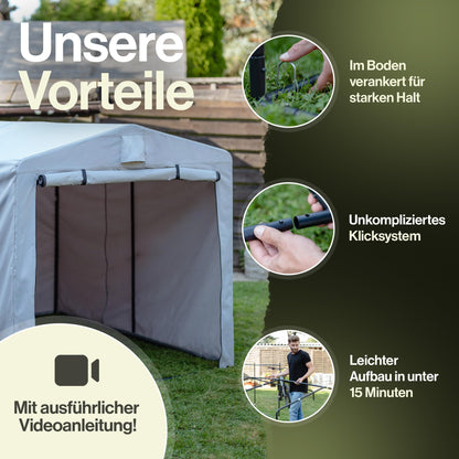 Silbergard bicycle garage with extra depth for e-bikes: weatherproof &amp; tear-resistant