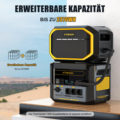 VTOMAN FlashSpeed 1000 Powerstation (2376Wh) Komplett-Set: 1h Schnellladung für Camping, Wohnmobil