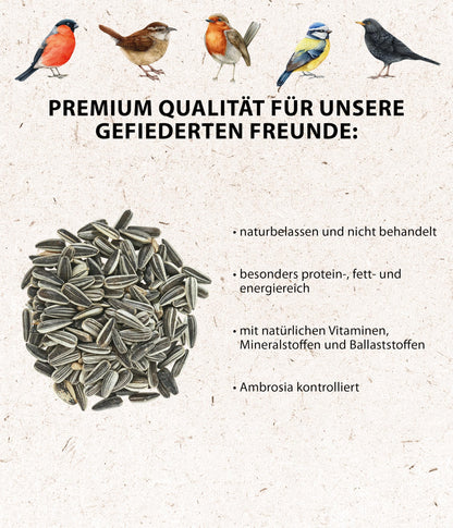 Dehner Natura Premium Year-Round Wild Bird Food: Sunflower Seeds (5kg)