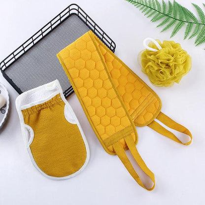 Ensemble de gommage corporel 3 pièces : brosse pour le dos - gant de bain - brosse de douche