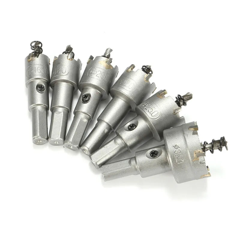 6tlg. Metallbohrer-Set mit Hartmetallspitze 16-32mm: Lochsägen für Metall und Holz