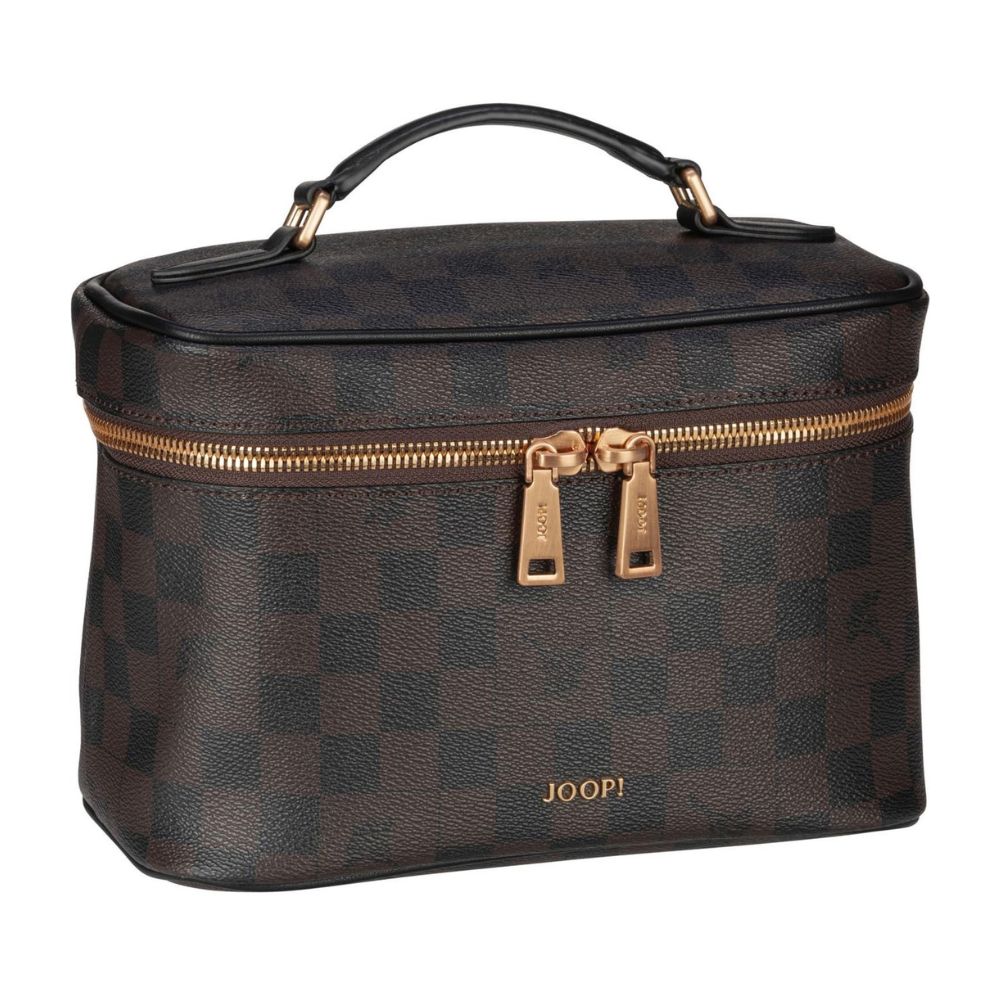 JOOP! 'Cortina Piazza' Kulturbeutel in Dunkelbraun mit herausnehmbarer Spiegel