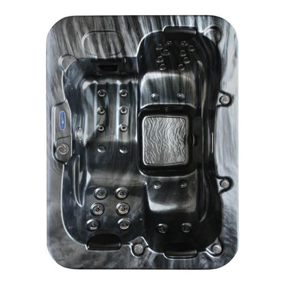Home Deluxe Outdoor Whirlpool 'Black Marble Plus' with stairs and thermal cover: Heating, LED