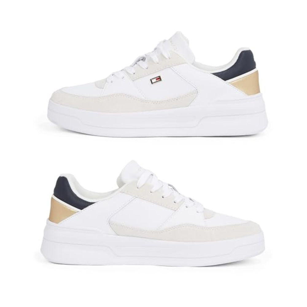 Tommy Hilfiger Women's Basketball Sneakers: Metallic Shoes (White)