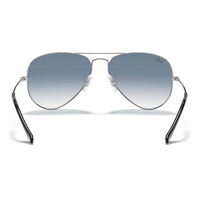 Ray Ban 'Aviator' Sonnenbrille für Herren: Silbernes Gestell, Gläser mit blauem Farbverlauf