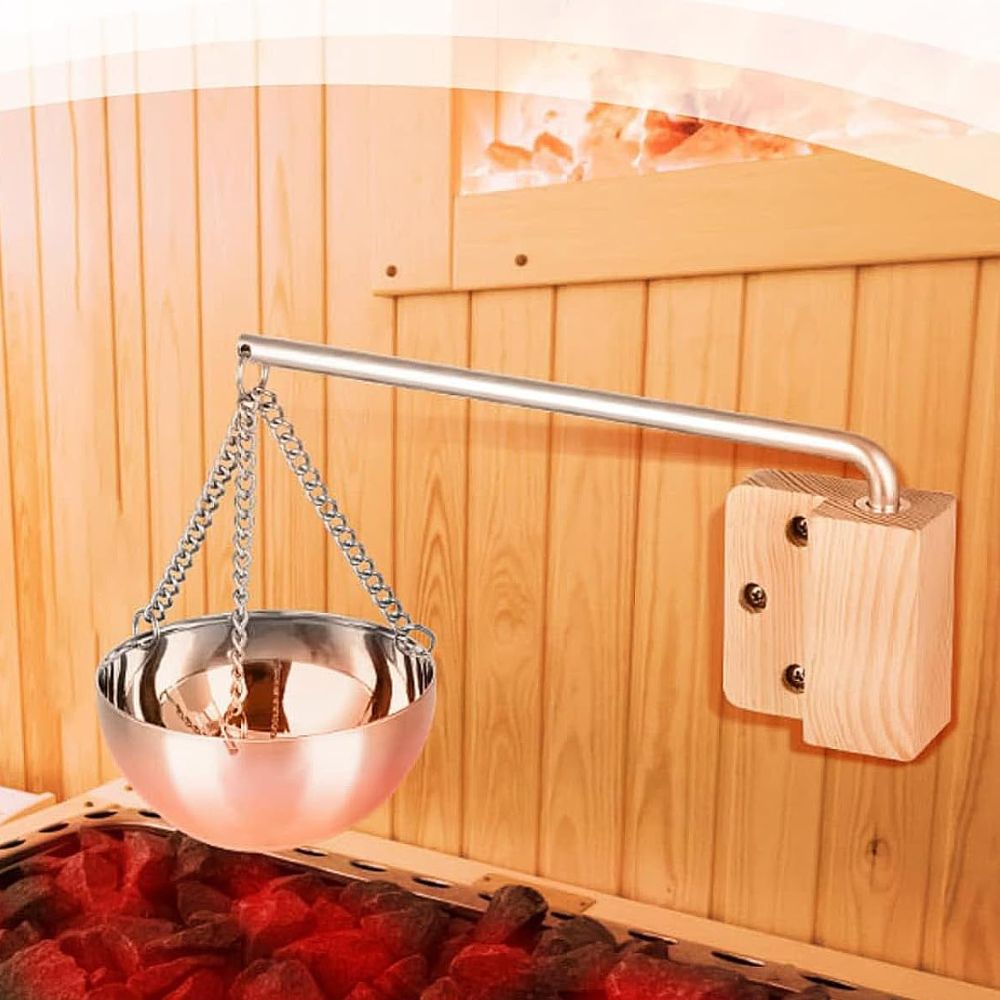 WOOLUCK Sauna evaporator bowl made of stainless steel: Aroma bowl with accessories | Hanging