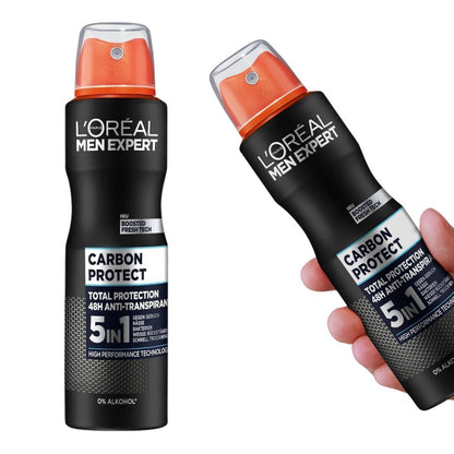 L'Oréal Men Expert 5-in-1 Deodorant for men for up to 48 hours of freshness: Carbon Protect (6x150ml)