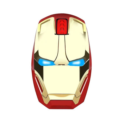 Iron Man Wireless-Maus: Ergonomisch, 2.4G USB Funk, LED-Licht, 1600DPI, leiser Klick, für PC, Laptop, MacBook (Gold-Glänzend)