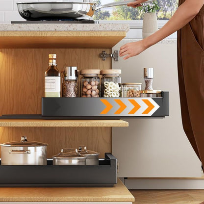 Extendable telescopic drawer storage shelf (43x40x9cm): No drilling or nailing